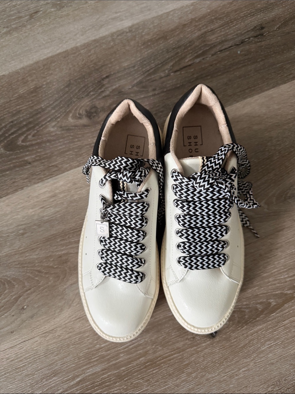 ShuShop White and Black Women's Platform Sneakers